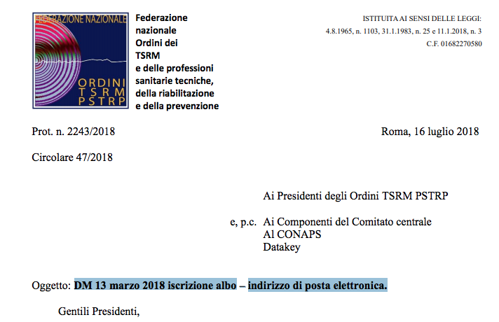 DM 13 marzo 2018 iscrizione albo – indirizzo di posta elettronica