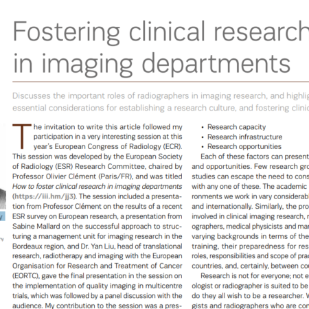 Fostering clinical research in imaging departments