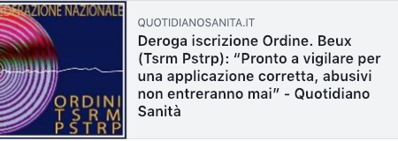 Deroga iscrizione Ordine. Beux (Tsrm Pstrp): “Pronto a vigilare per una applicazione corretta, abusivi non entreranno mai”