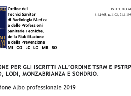 COMUNICAZIONE PER GLI ISCRITTI ALL’ORDINE TSRM E PSTRP DI MILANO,  COMO, LECCO, LODI, MONZABRIANZA E SONDRIO.