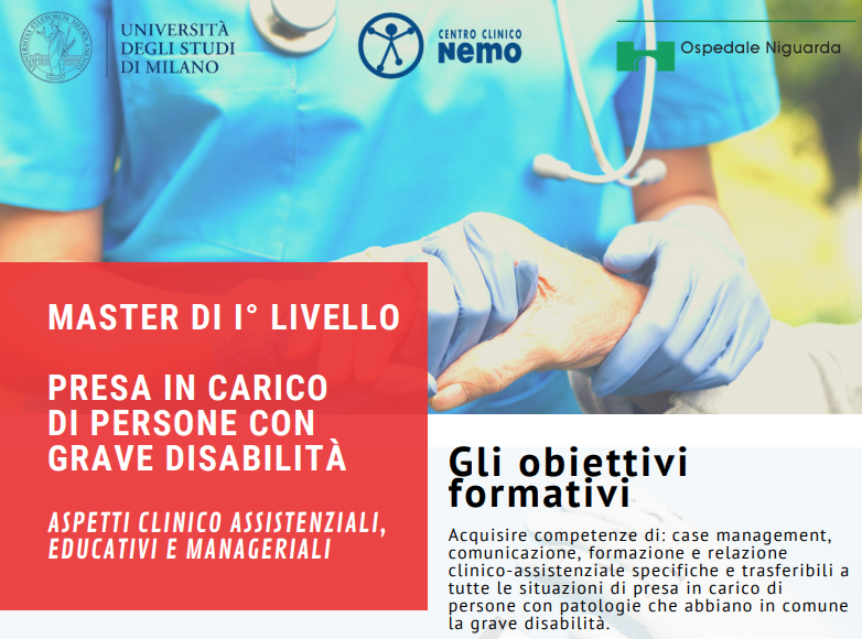 Master I liv. in presa in carico di persone con grave disabilita’ – aspetti clinico assistenziali, educativi e manageriali