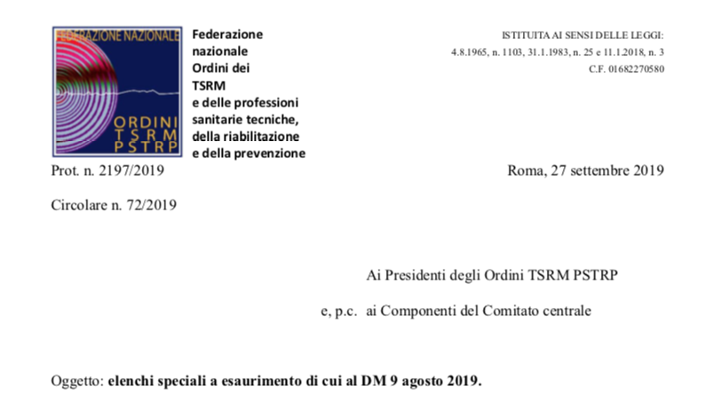 Elenchi speciali a esaurimento di cui al DM 9 agosto 2019
