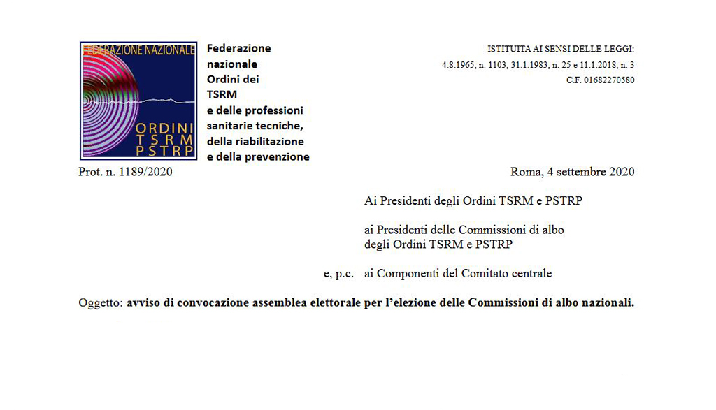 Avviso di convocazione assemblea elettorale per l’elezione delle Commissioni d’Albo nazionali