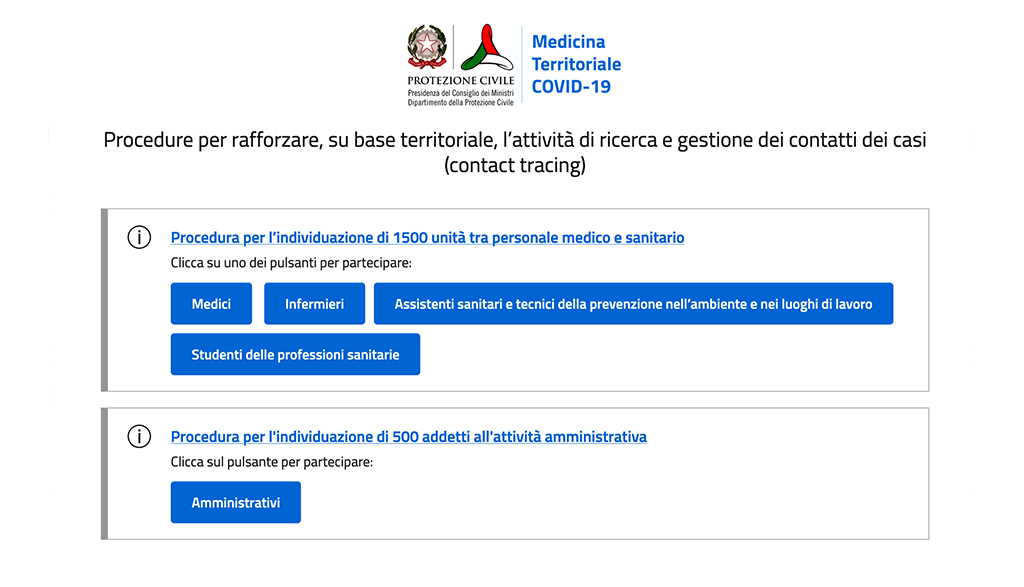 Personale a supporto della medicina territoriale per COVID-19: Assistenti sanitari e TPALL